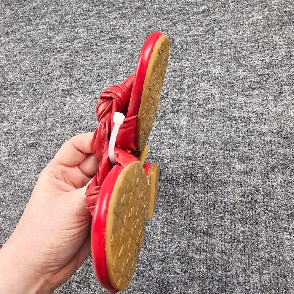 Kate Spade Slide Sandals Knotted‎ Bow Red 5